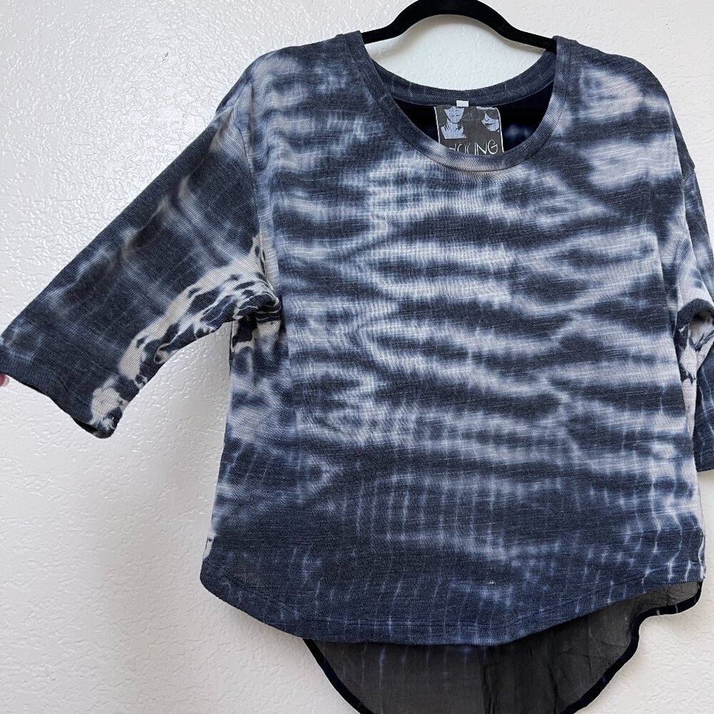 Blue Tie Dye‎ Tulip Back Layered Mixed Mediu Top Blouse Size Small